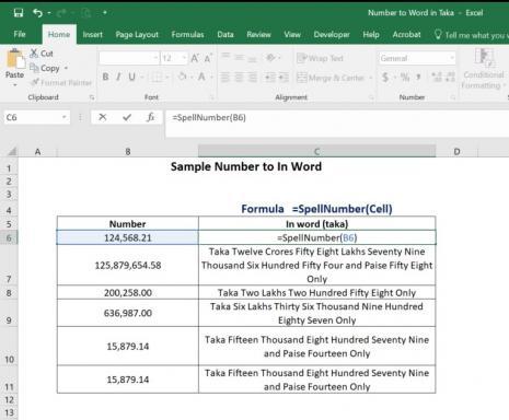 Excel Number to in word (Taka)