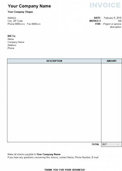 Invoice and billing template