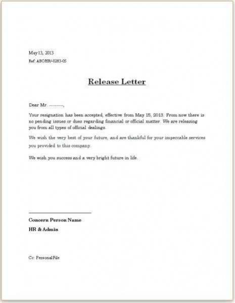 how to write a release letter to employee