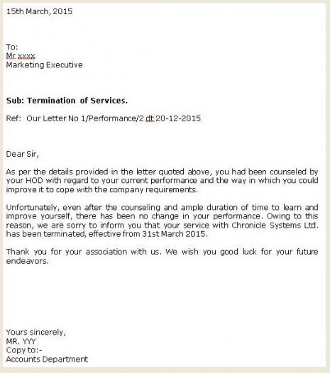 Termination Employment Letter